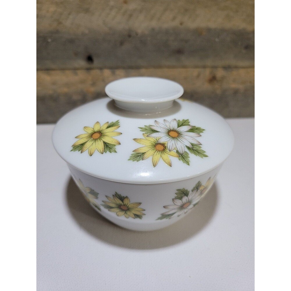 Noritake Marguerite Sugar Bowl Cook N Serve White Yellow Daisy